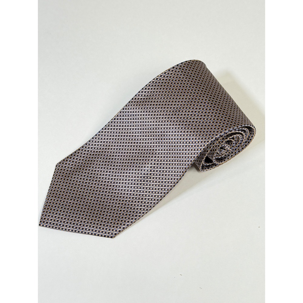 Brooks Brothers Makers Mens Silk Tie Blue Gold Geometric Jacquard England USA